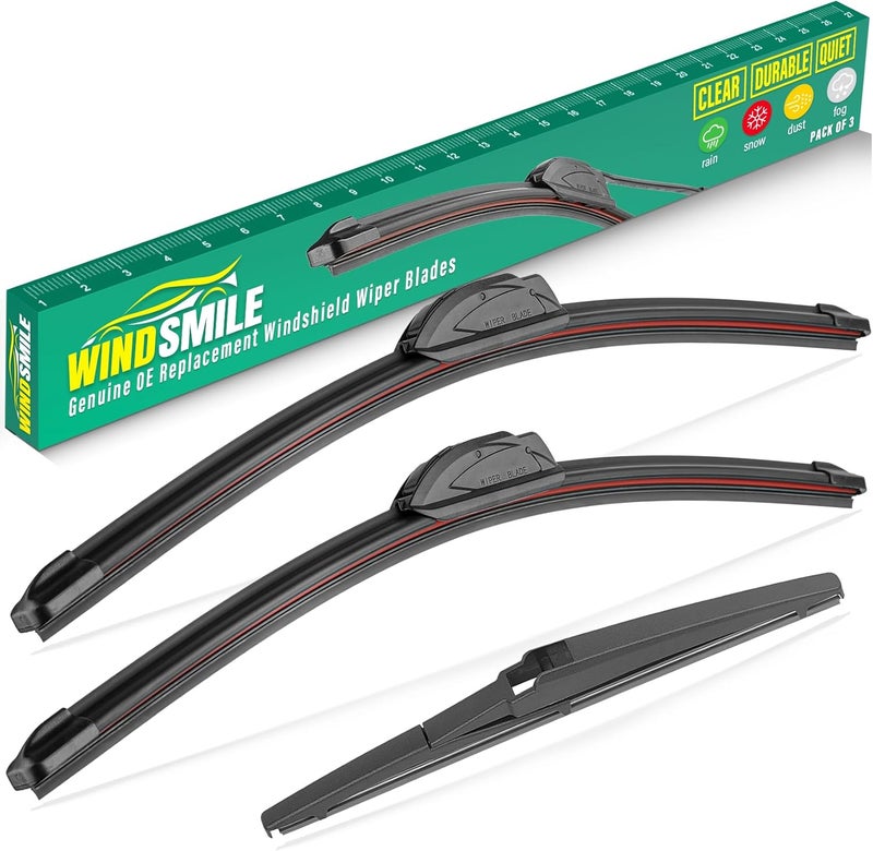 WINDSMILE 22" 19" 12" Windshield Wiper Blades Replacement for Toyota Highlander 2001 2002 2003 2004 2005 2006 2007 Premium All Weather Front Rear Wipers Set - OEM Quality (Pack of 3) - Image 1